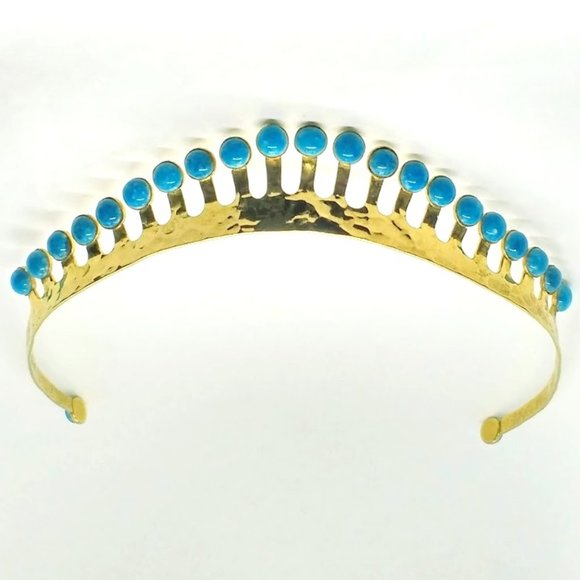 Hammered Gold Tone Tiara Bangle Necklace Ring Set - Picture 2 of 5